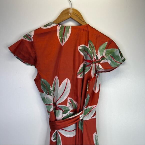 Hutch Britton Satin Mini Wrap dress orange multicolor - S - Picture 10 of 13